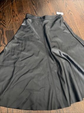 Banana Republic Black Faux Leather A-Line Skirt
